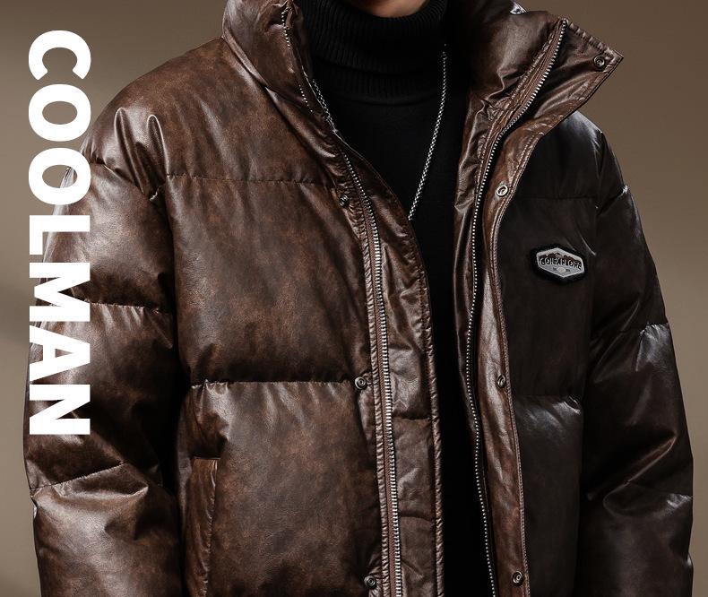 Men's Premium 90% Duck Down Leather Winter Jacket 2024 - Loose, Warm, Outdoor Casual Plus Size Coat