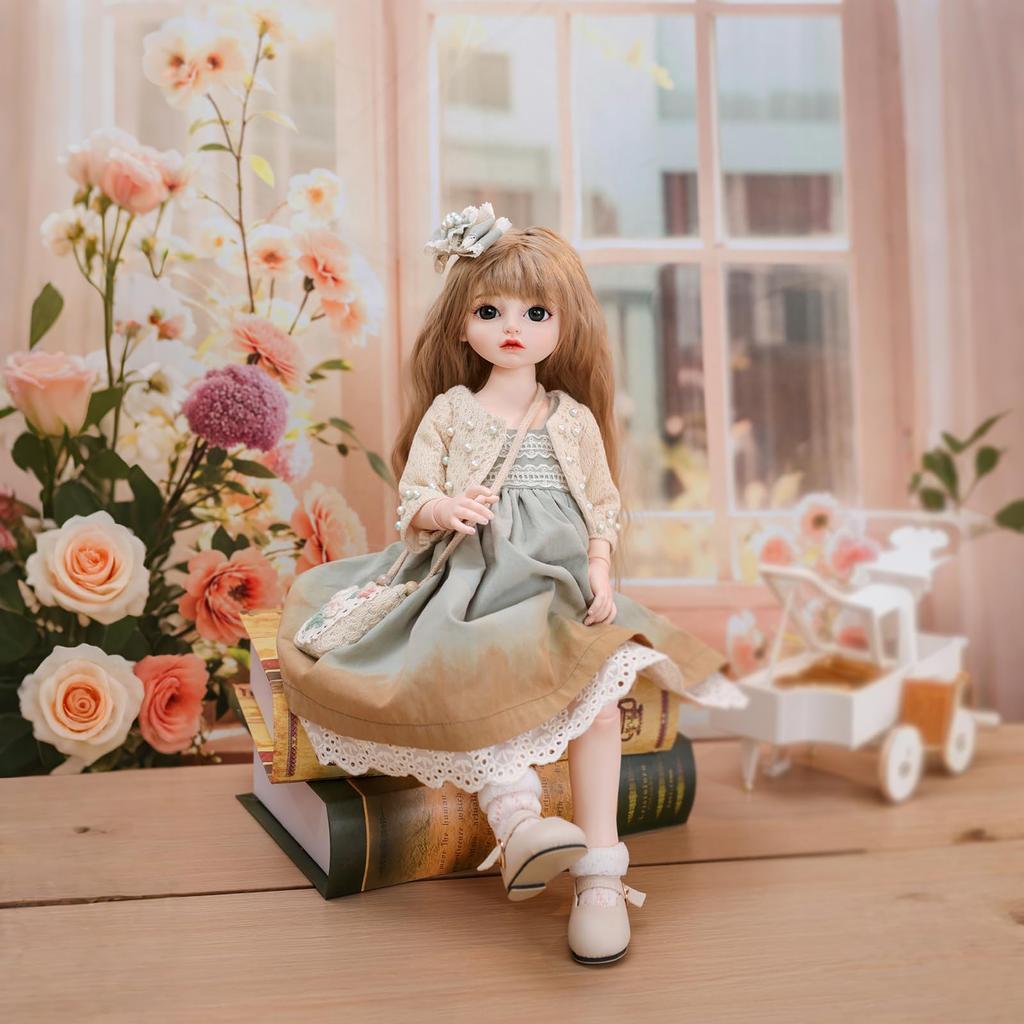 Cloveray Scale Cute Vinyl BJD Doll with 15 Articulated Fully Articulated Glass Handmade Interchangeable and Free Display Stand Included Perfect for