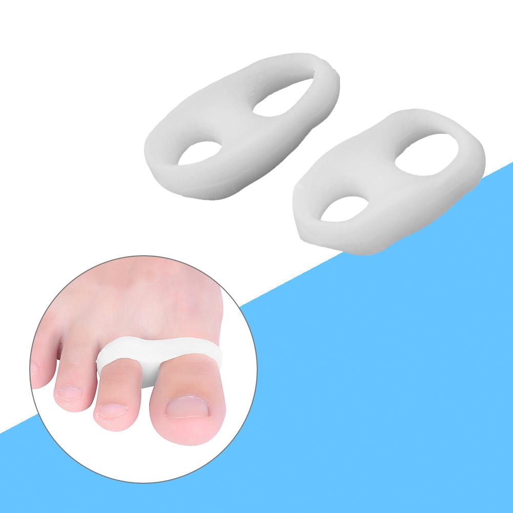2Pcs 2 Hole Gel Silicone Overlapping Toe Separator Stretcher Protector Foot Care