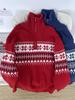 Men's Retro High Neck Knit Sweater - Warm, Loose, Half-Zip for Autumn & Winter