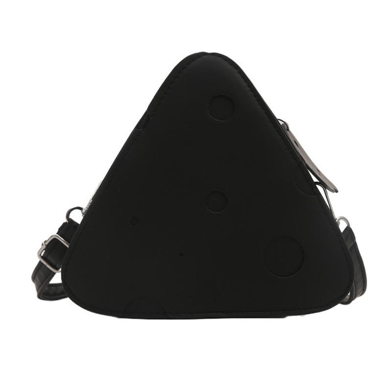 Chic Triangle Crossbody Bag 2024 Fashionable Small Pu Leather Cheese Purse чёрный