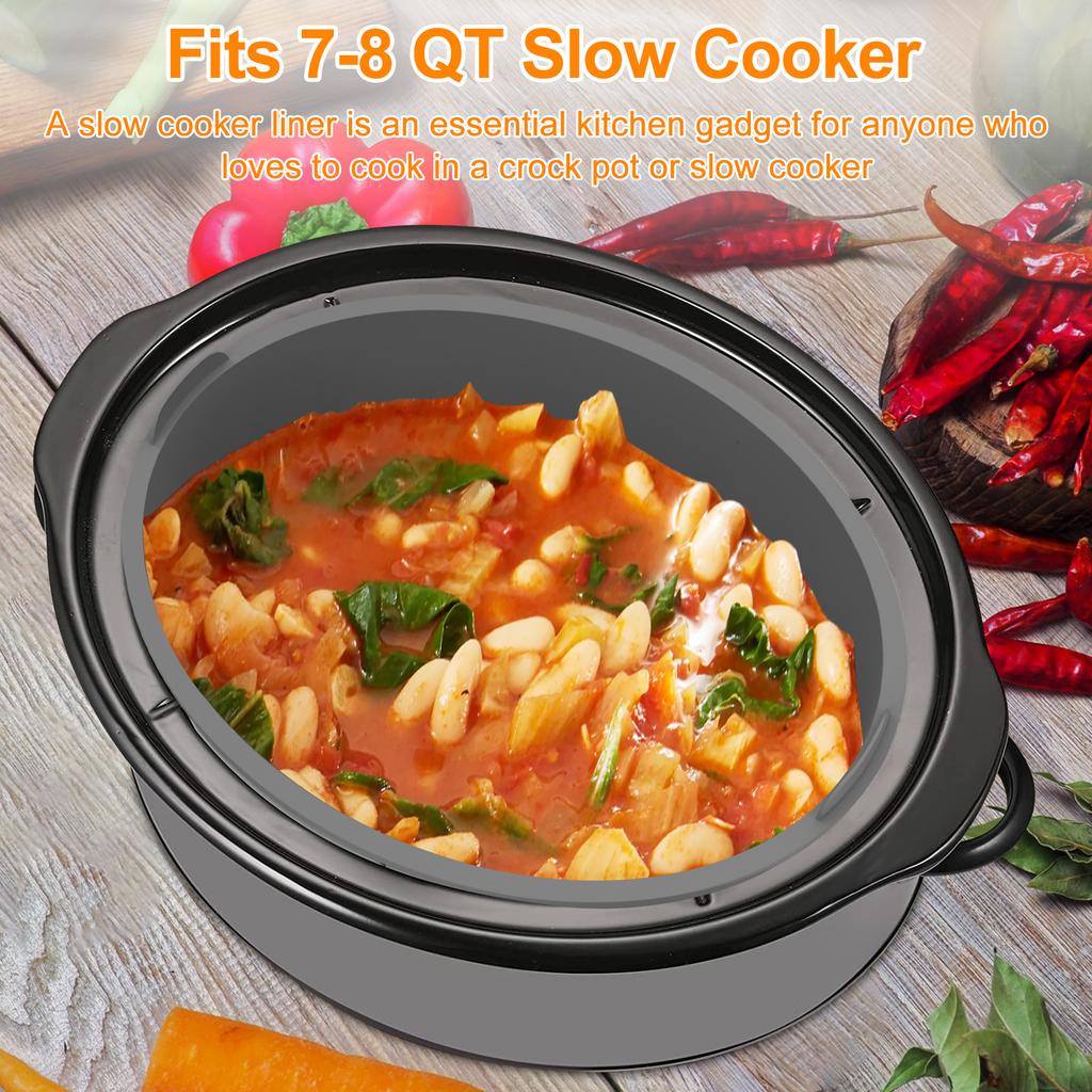 Silicone Slow Cooker Liner for 7-8QT Pot Reusable Slow Cooker Silicone Insert with Handle Leakproof Slow Cooker Liner Insert