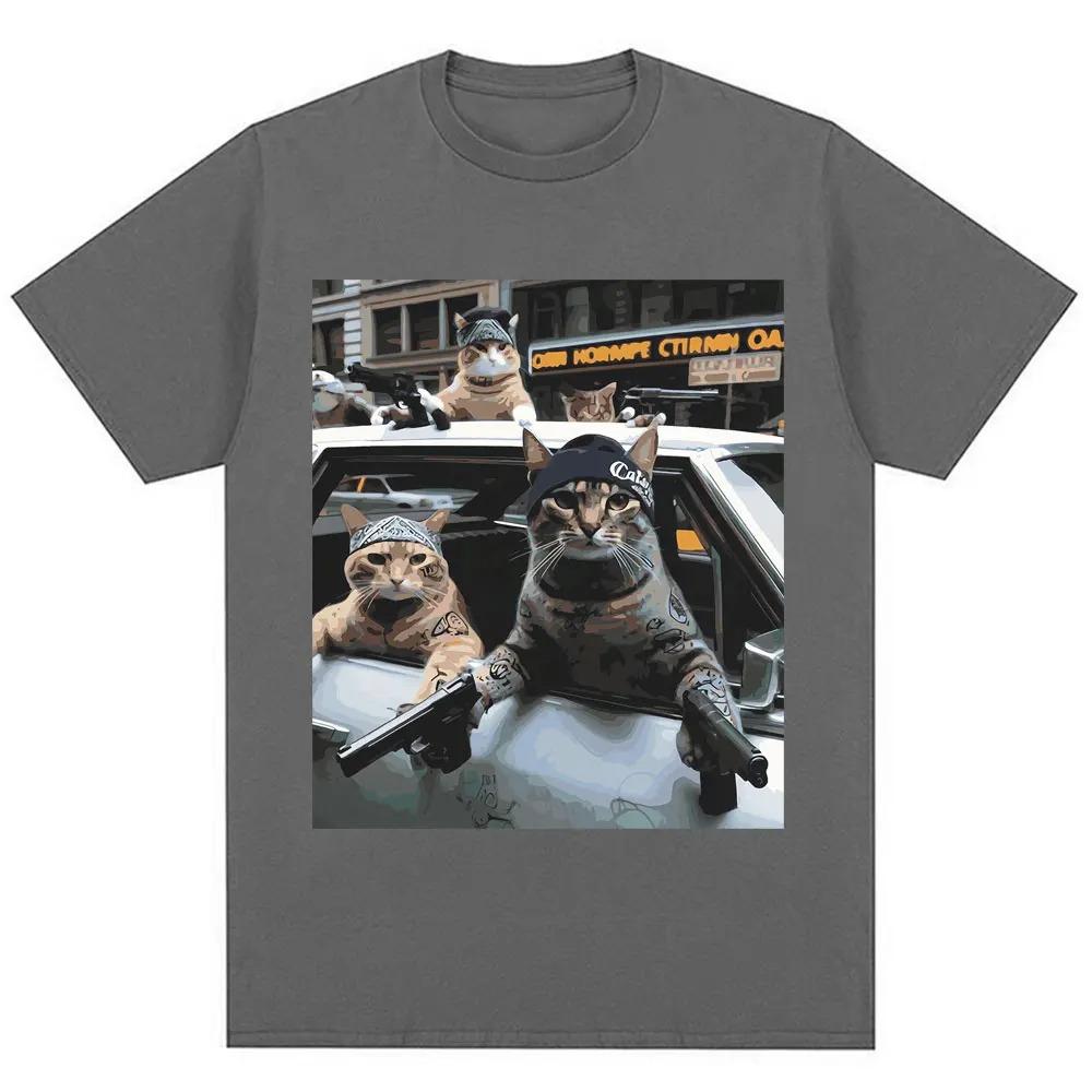 Tricou grafic amuzant cu meme pisici, vintage, inedit, la modă, pentru bărbați, femei, cu mânecă scurtă, supradimensionat, din bumbac, casual, tricouri, streetwear
