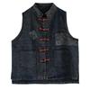 Gilet di Jeans Vintage da Donna Vestibilità Ampia Ricamo Abbottonatura Frontale Capispalla Casual