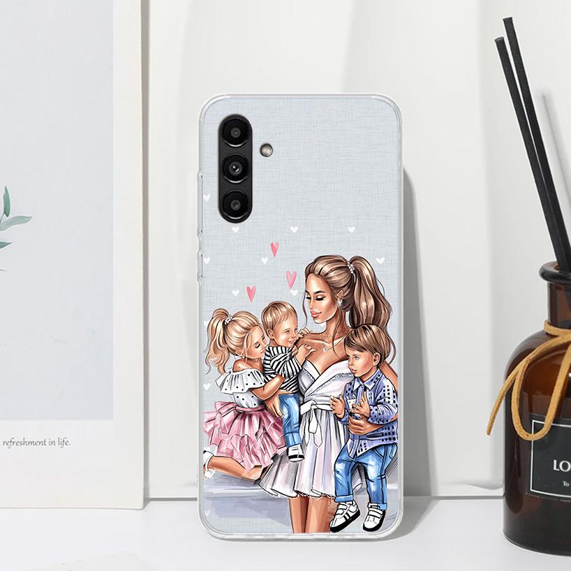 Mom Baby Girls Phone Case For Samsung Galaxy A17 A37 A57 A16 A26 A36 A56 A15 A25 A35 A55 A14 A24 A34 A54 A13 A23 A33 A53 A07 Gal