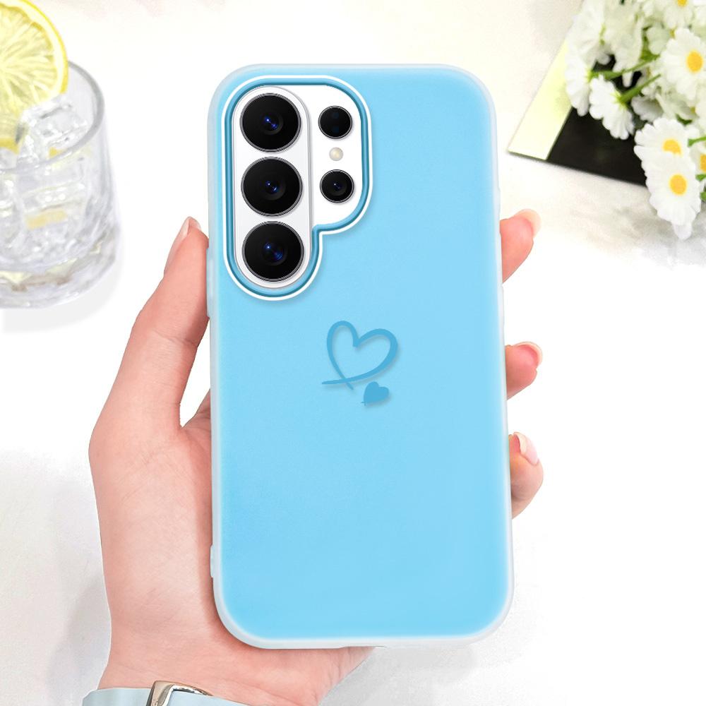 Simple Love Heart Phone Case For Samsung Galaxy S26 S25 S24 S23 Plus Ultra 5G Candy Colored Cover