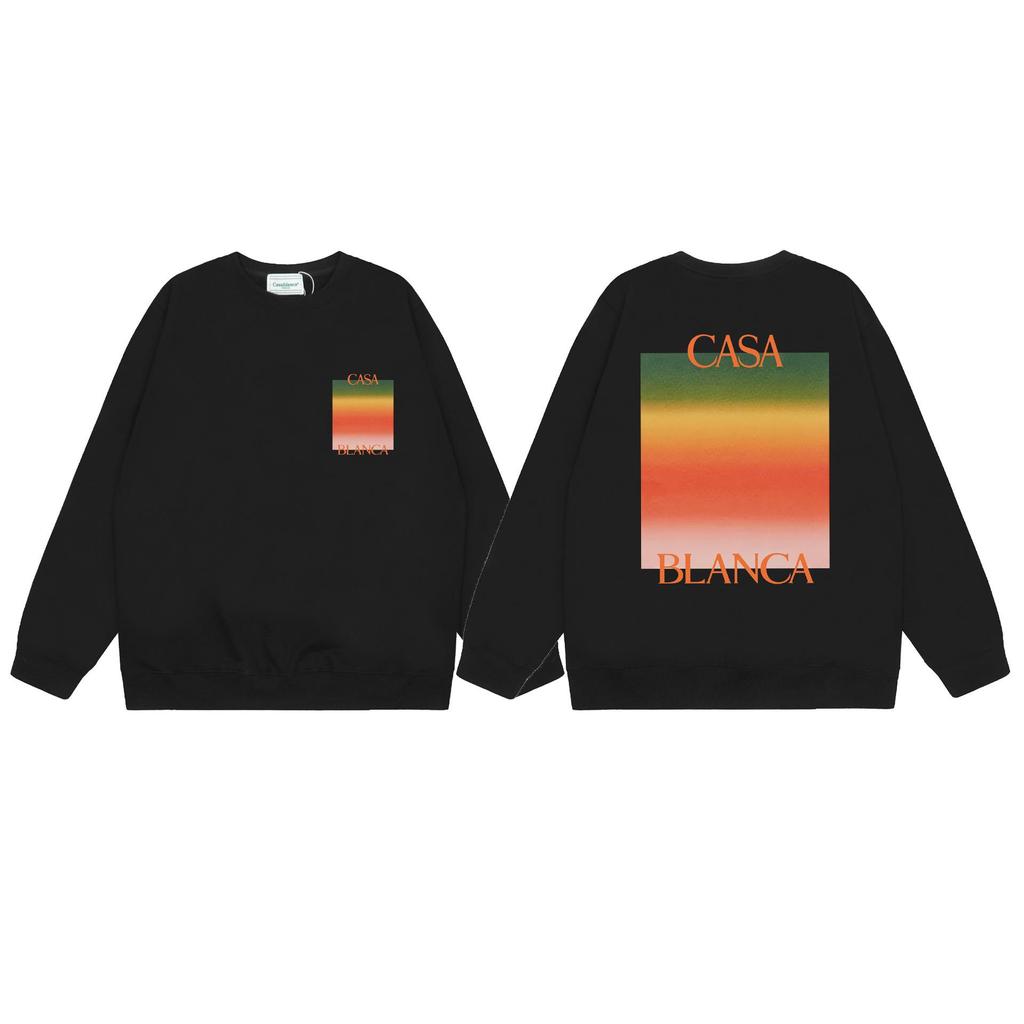 CASABLANCA Unisex Letter Print Terry Sweatshirt, New Style Round Neck