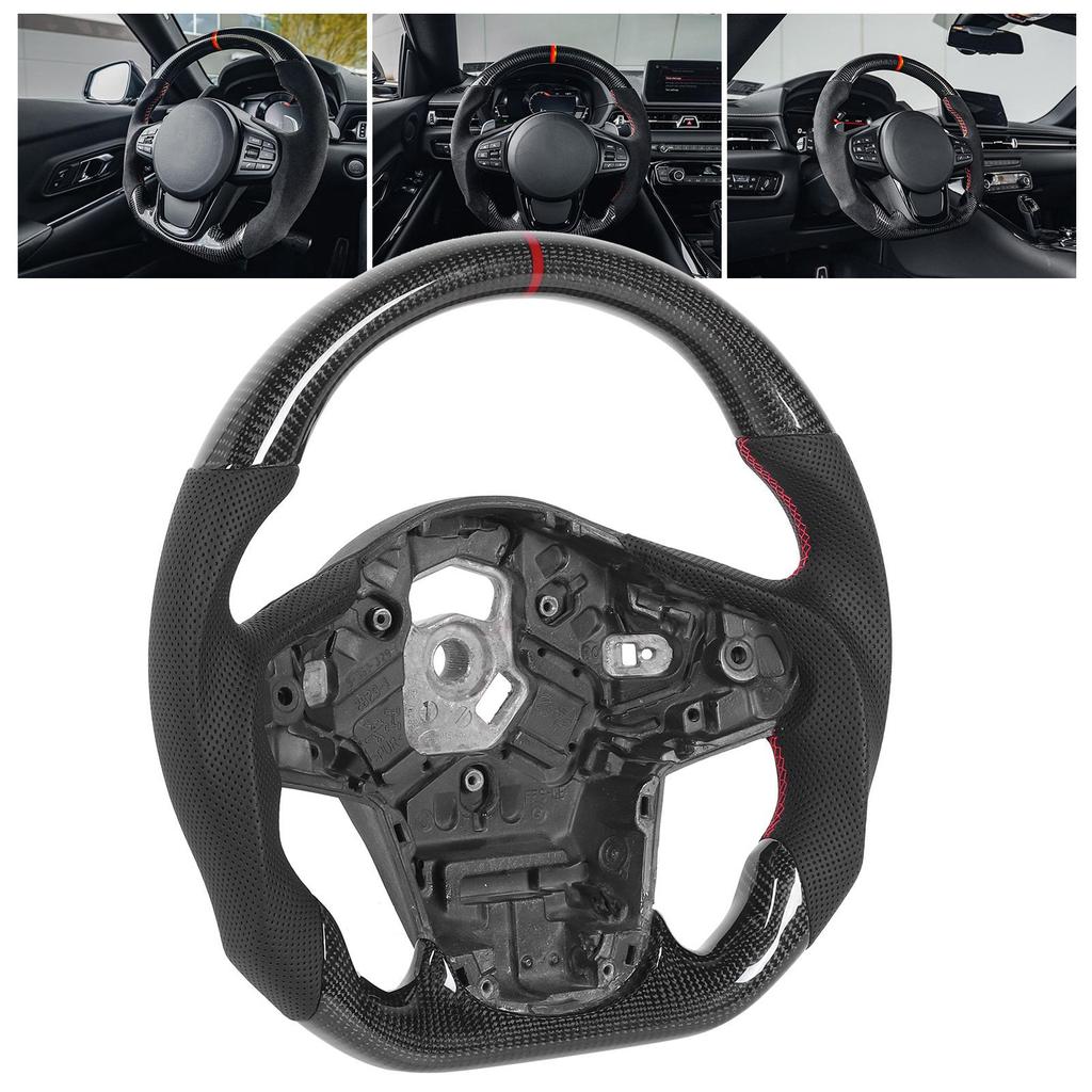 Carbon Fiber Steering Wheel Nappa Perforated Leather Fit for GR Supra A90 2020+