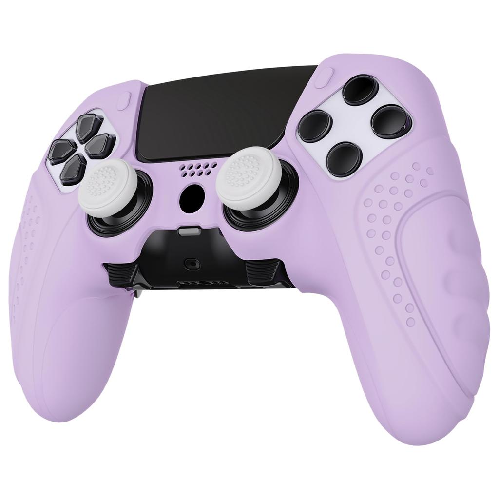 PlayVital Silikonhülle für PS5 Edge weicher Gummi-Schutz Skin für PS5 Edge Wireless inklusive Daumenstick Edition Mauve rutschfester Controller,