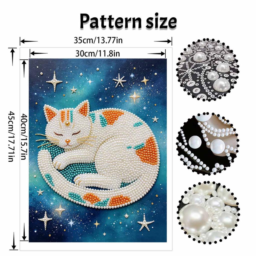 Animal Series Pearl Painting Cat Starry Sky Diy Handmade 5D HighValue Hanging Living Room Decoration Painting