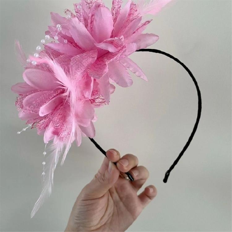 Luxurious Soft Feathered Hairpiece Flower Headwear Adjustable Headband for Halloween Festival Costume Coplay Party