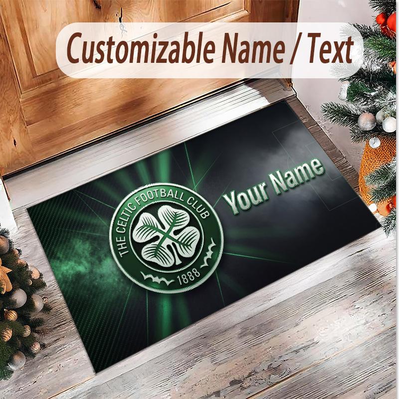 Personalized Crystal Velvet Carpet Celtic FC Pattern Non Slip Floor Rug