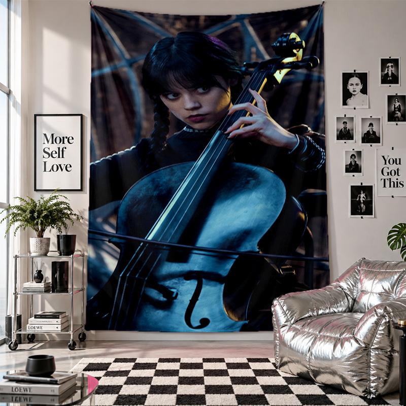 Wall TapestryWednesday Addams Art Hanging Cloth Decorative Background Cover for Room Decoration