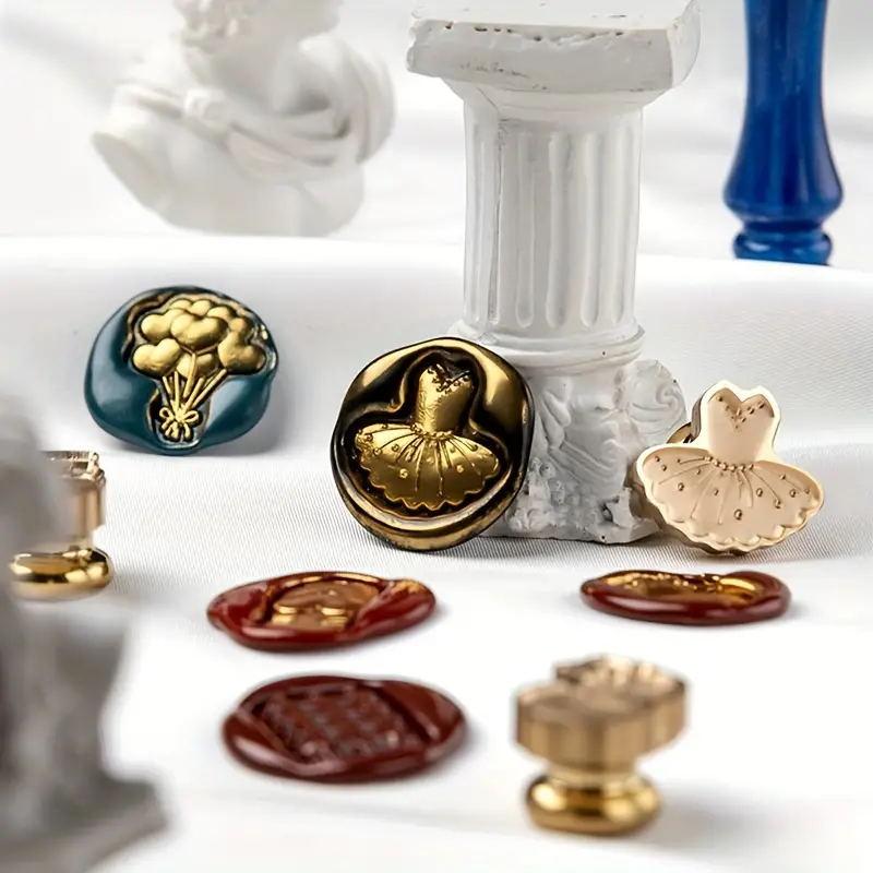1pc 3D Shaped Embossed Stamp Heads Literary Series Wax Seal Stamps Fire Paint Stamps for Decorating Invitations Sealing Wax