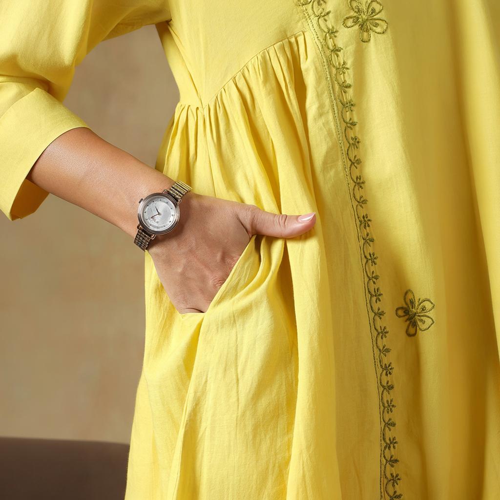 Yellow Cotton Chikankari Co-ord Set