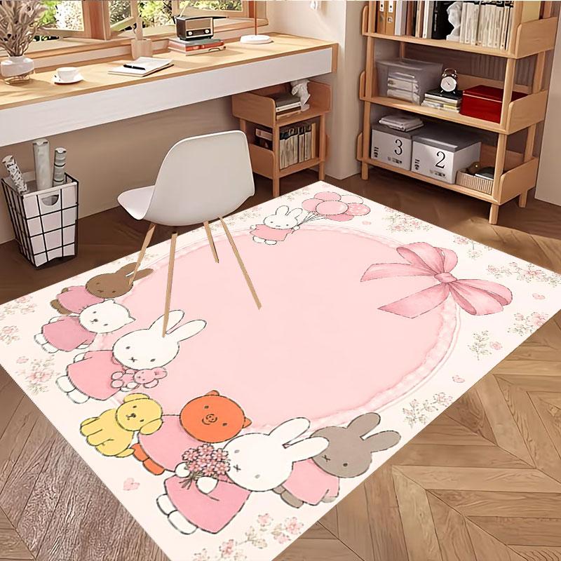 Miffy Print Rug, Washable Floor Carpet, For Entryway Dorm Laundry Room Office Study, Home Decor Birthday Christmas Gift