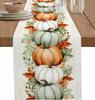 Autumn Thanksgiving Pumpkins Linen Table Runner Home Decor Fall Maple Leaves Botanical Kitchen Table Runners Holiday Party Decor