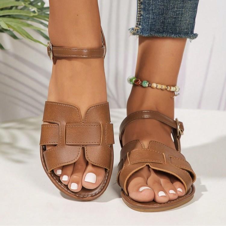 Large size 2025 summer new shoes fashion flats Korean version sandals Roman shoes beach shoes women's shoes