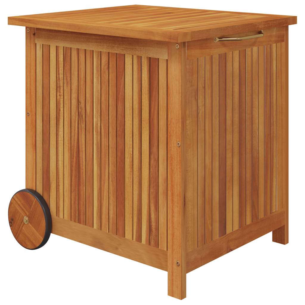 Garden Storage Box with Wheels 60 X 50 X 58 Cm Solid Acacia Wood