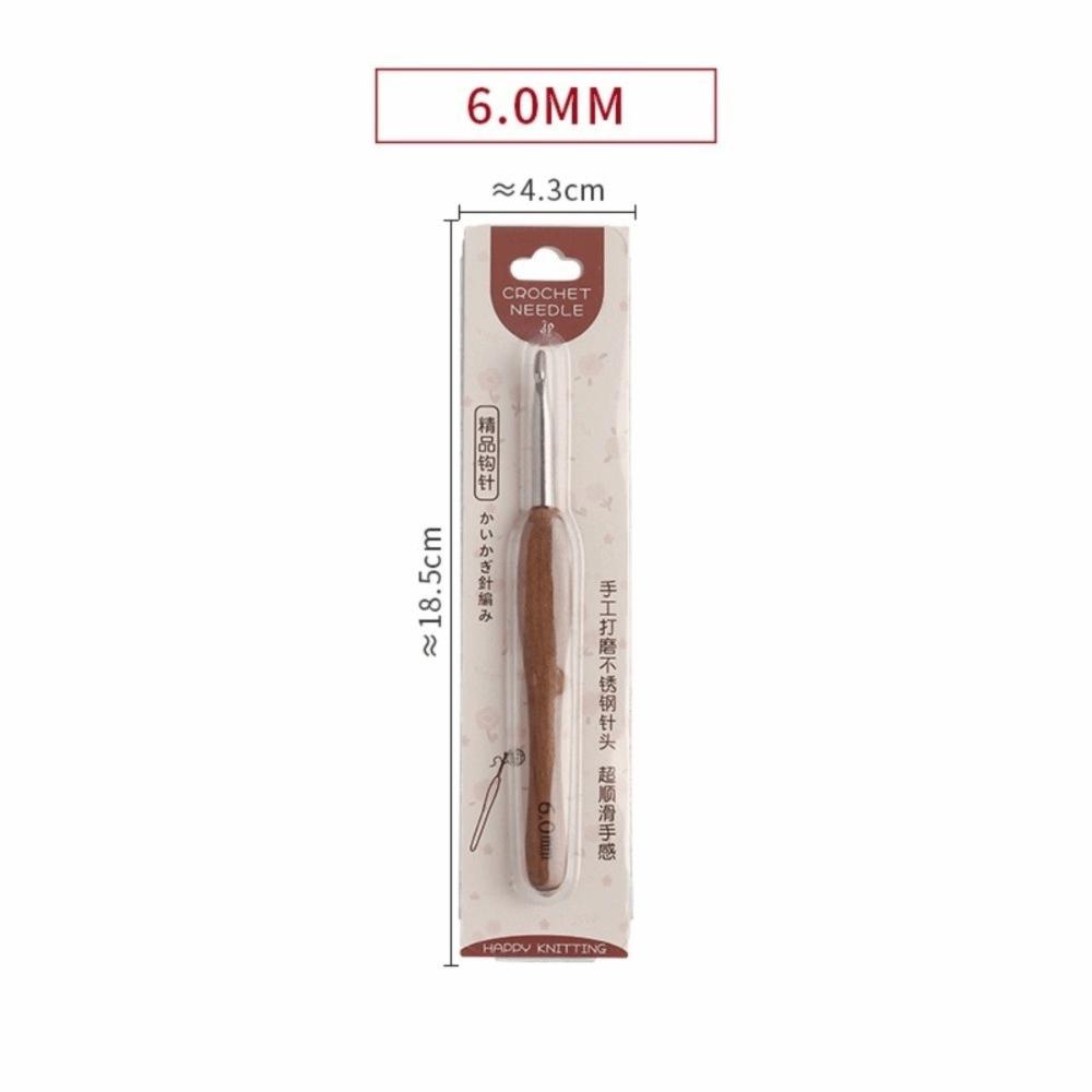Sandalwood Handle Crochet Hook Handmade Crafts Stainless Steel Crochet Hook  Doll Weaving Tool