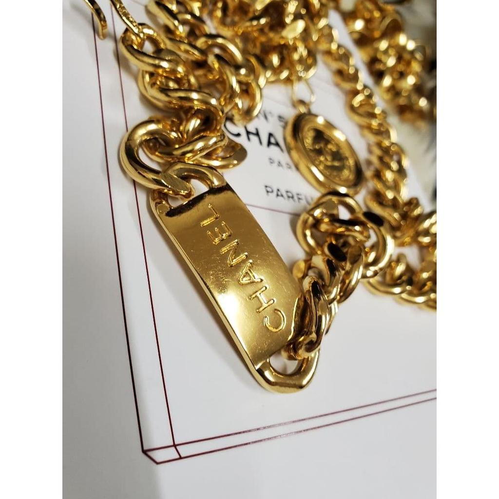 Used CHANEL gold chain belt with coin charms
