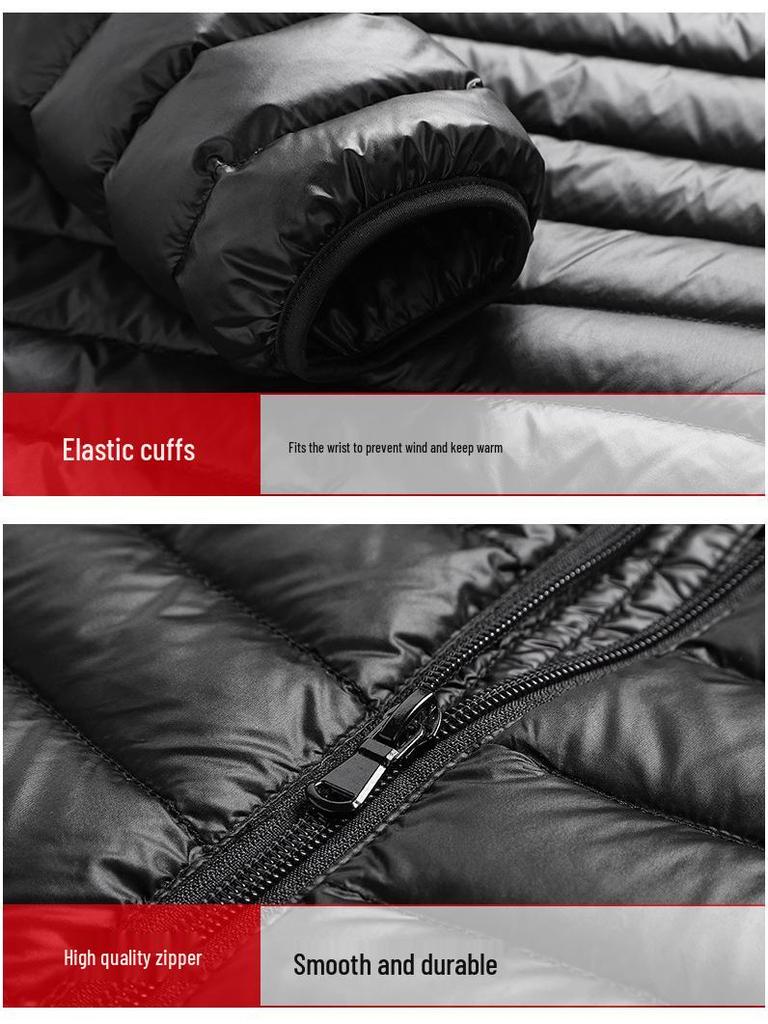 Trendy Men's Hooded Lightweight Down Jacket - 90% White Duck, Perfect for Spring & Autumn