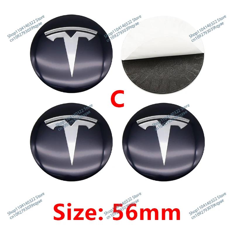 

4PCS 56mm Sticker 60mm Car Wheel Center Cap Sticker Tire Hub Cap Badge Cover for Tesla Model 3 Model S Model X Model Y Coil