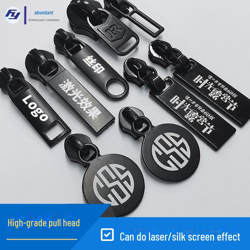 Premium Zinc Alloy Laser-Engraved Zipper Puller for Luggage & Clothing - Sizes No. 3 & No. 5