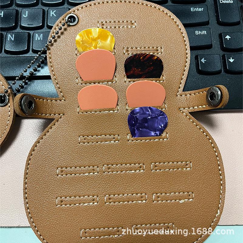 Leather Embroidery Guitar Pick Bag Large Capacity Storage Pick Pouch For Acoustic Guitar