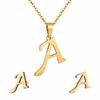 Fashion Stainless Steel A-Z Alphabet Initial Necklace 26 English Letter Earrings Necklace For Women Set Personalize Jewelry Gift CLE