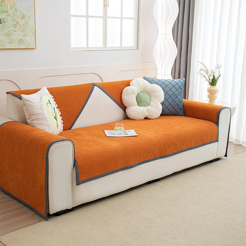 

Однотонный нескользящий чехол на диван Чехол для шезлонга Чехлы для кресла Диванное полотенце Защита Чехол для дивана для гостиной 1/2/3/4/5 местный 70x70cm оранжевый