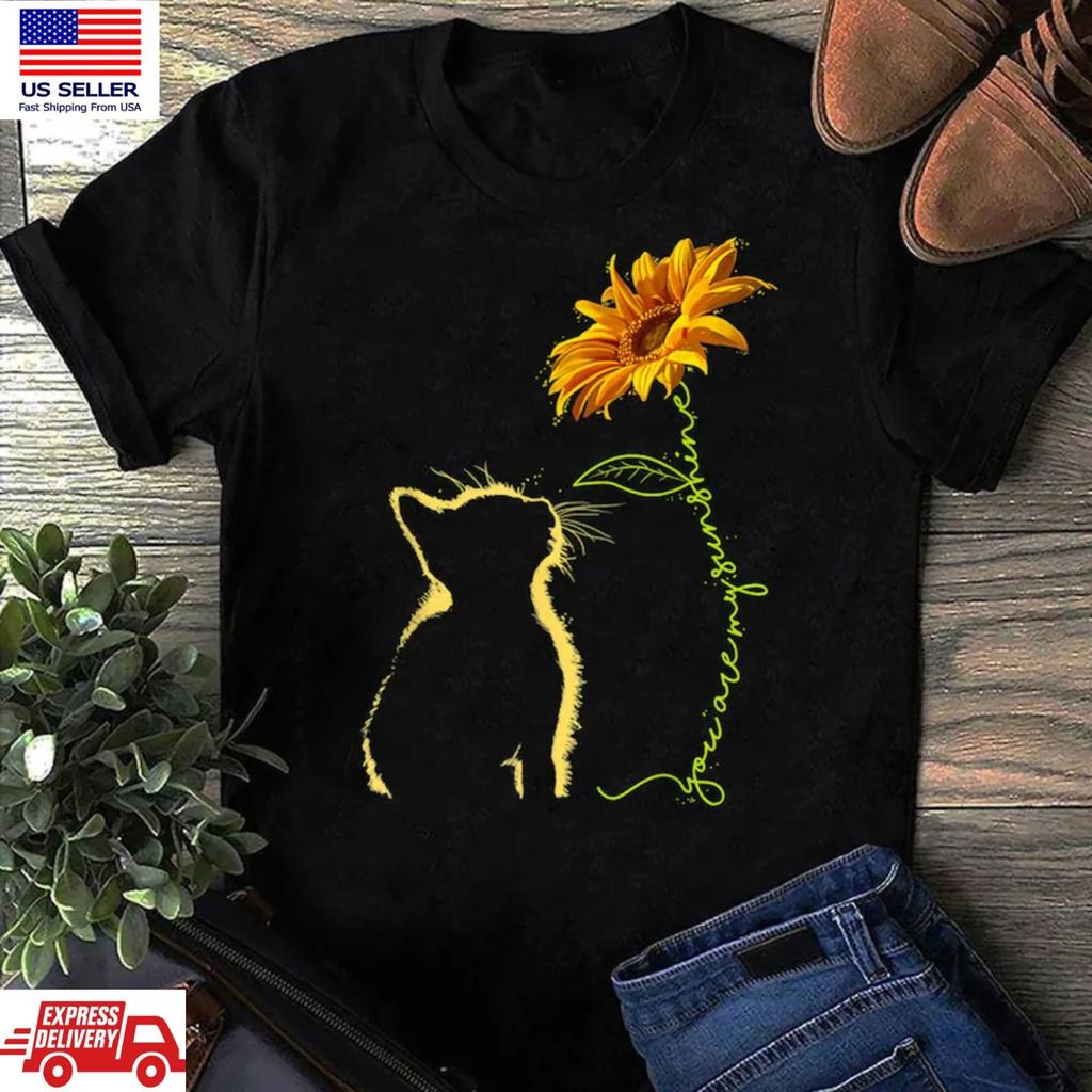 Cat You Are My Sunshine Shirt Sunflower Cat Lover Graphic Tee