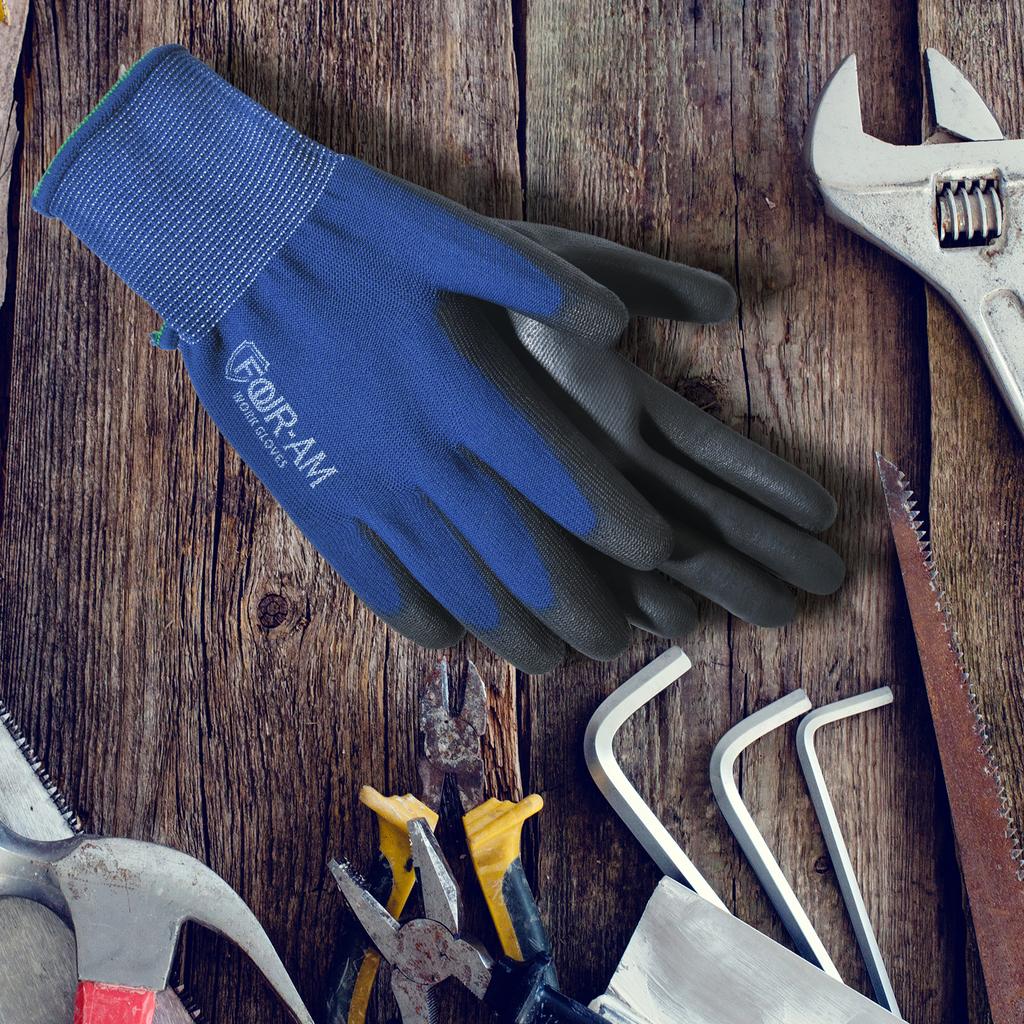 3/12Pairs Ultra-Thin PU Coated Work Gloves, Excellent Grip Gloves, Nylon Shell Black Polyurethane Coated Safety Work Gloves