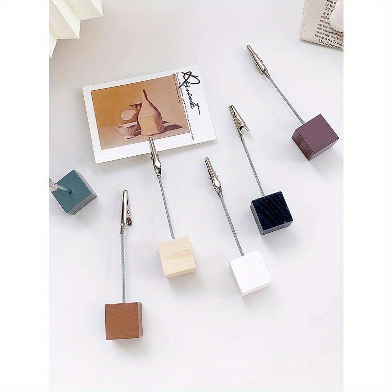 Retro Color Wood Memo Clip Table Wooden Display Stand Mini Holder For Notes Photo Card Desk Accessories Back To School