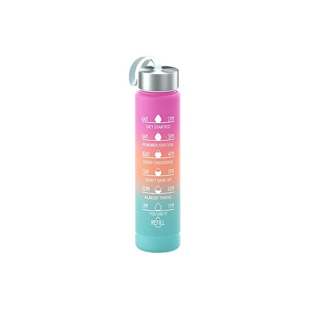 Large Capacity Sports Water Bottle With Straw Portable Handle Heat-resistant Outdoor Frosted Plastic Gradient Color Space Kettle