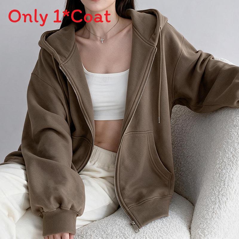 Womens Cozy Hoodie Cardigan With Pockets For Autumn Casual Wear