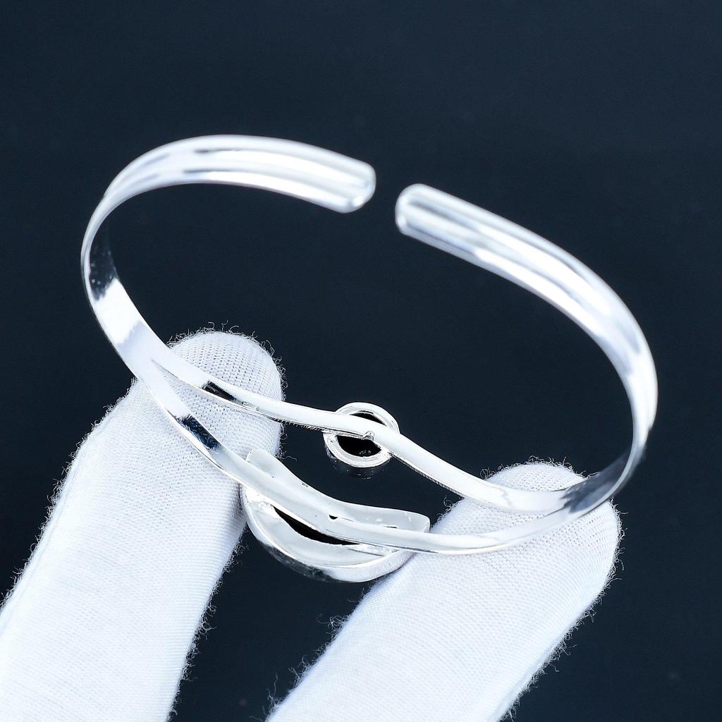 Natural Black Onyx Gemstone Handmade Cuff Bangle 925 Sterling Silver Cuff Bangle, Black Onyx Bracelet For Wife , Unisex Bangle, Gift For Her