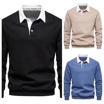 New Autumn Fashion Design Polo Neck Sweatshirts for Men Casual and Social Wear Quality Cotton Mens Sweatshirts