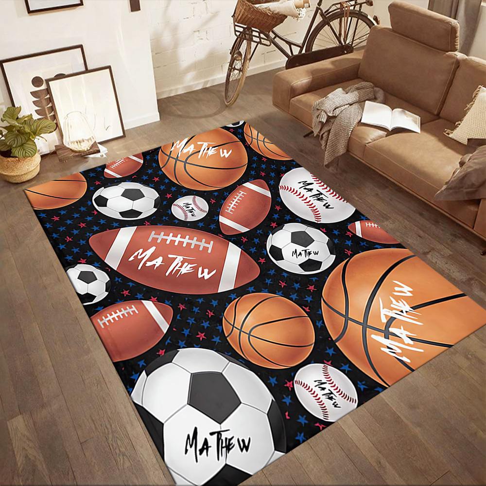 Sports Ball Pattern Floor Mats for Living Room, Bedroom and Room Decoration Are Suitable for Gifts.