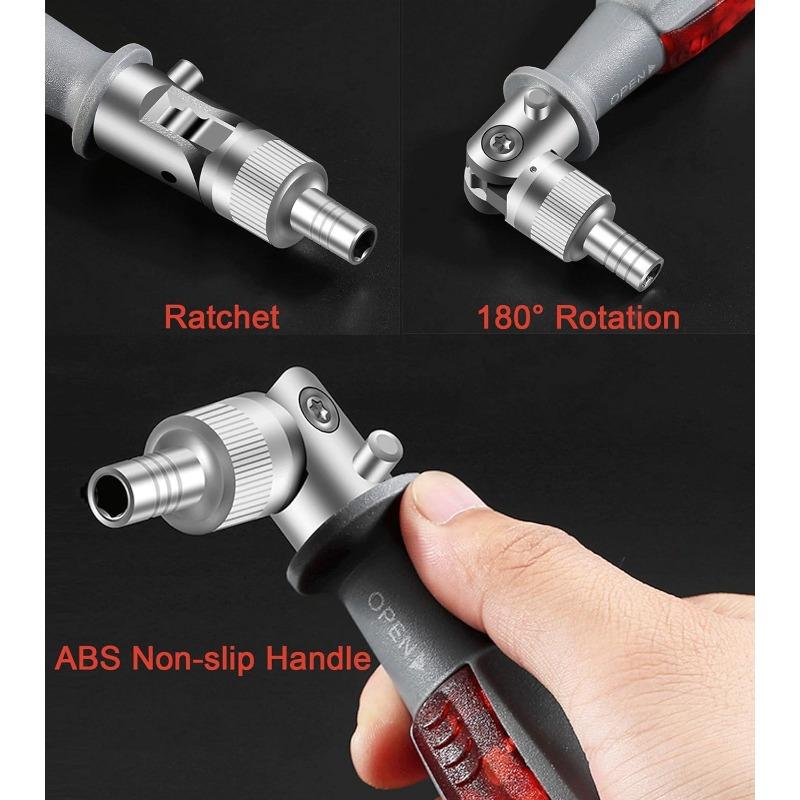 Compact, Durable 10-in-1 Ratcheting Screwdriver Set with Magnetic Bits - Multi-Function Tool for Home & Car Repairs, Comfort Grip Handle