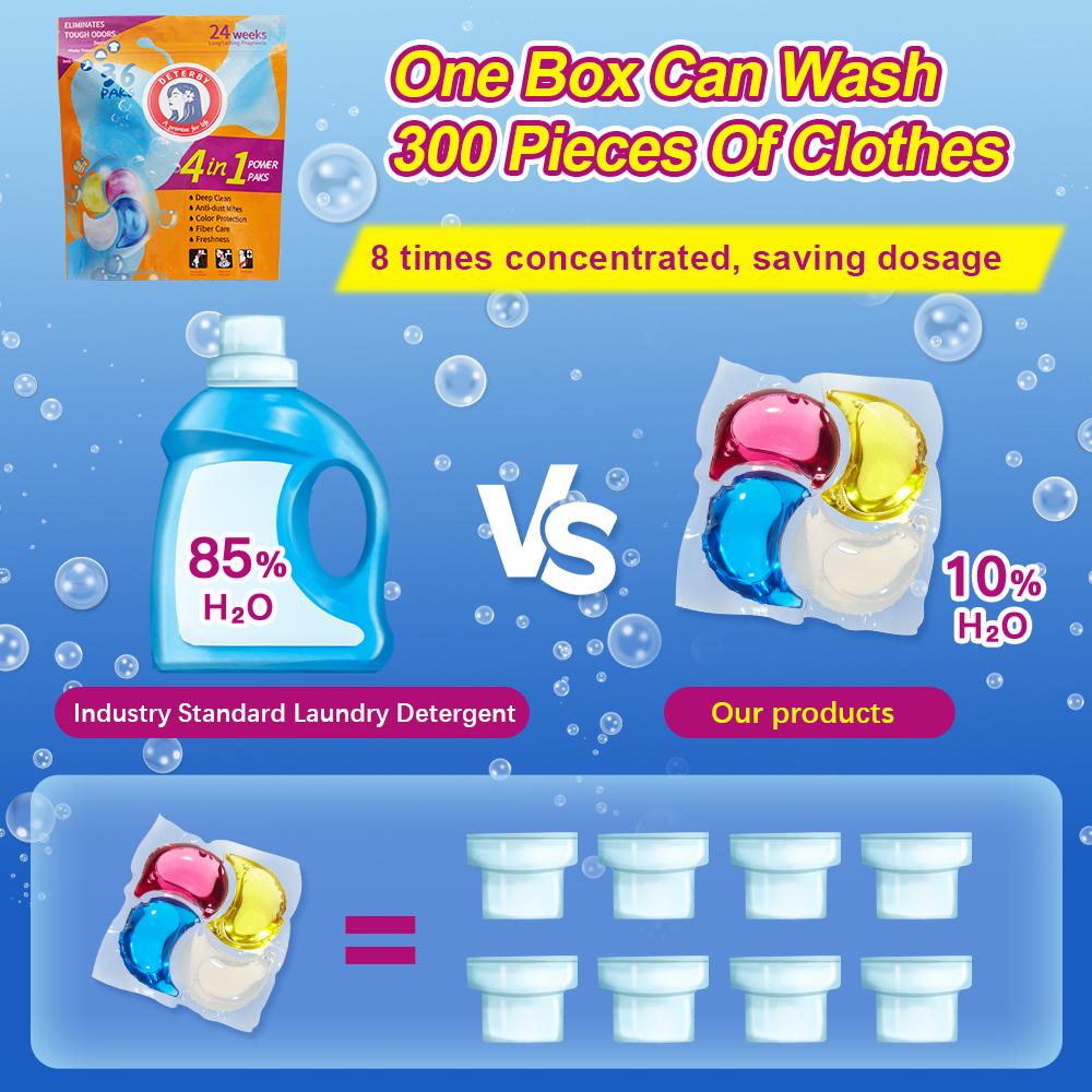 36 шт. Капсулы для стирки 4-в-1, жидкий стиральный порошок, шарики-капсулы для стиральной машины, шарики с ароматом розы, смягчитель для одежды, парфюм