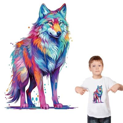 Wolf Patches On Clothes Cool Animal Stickers Vinyl Diy A-Level Washable Hoodies Tops Thermal Press Patches For Clothing