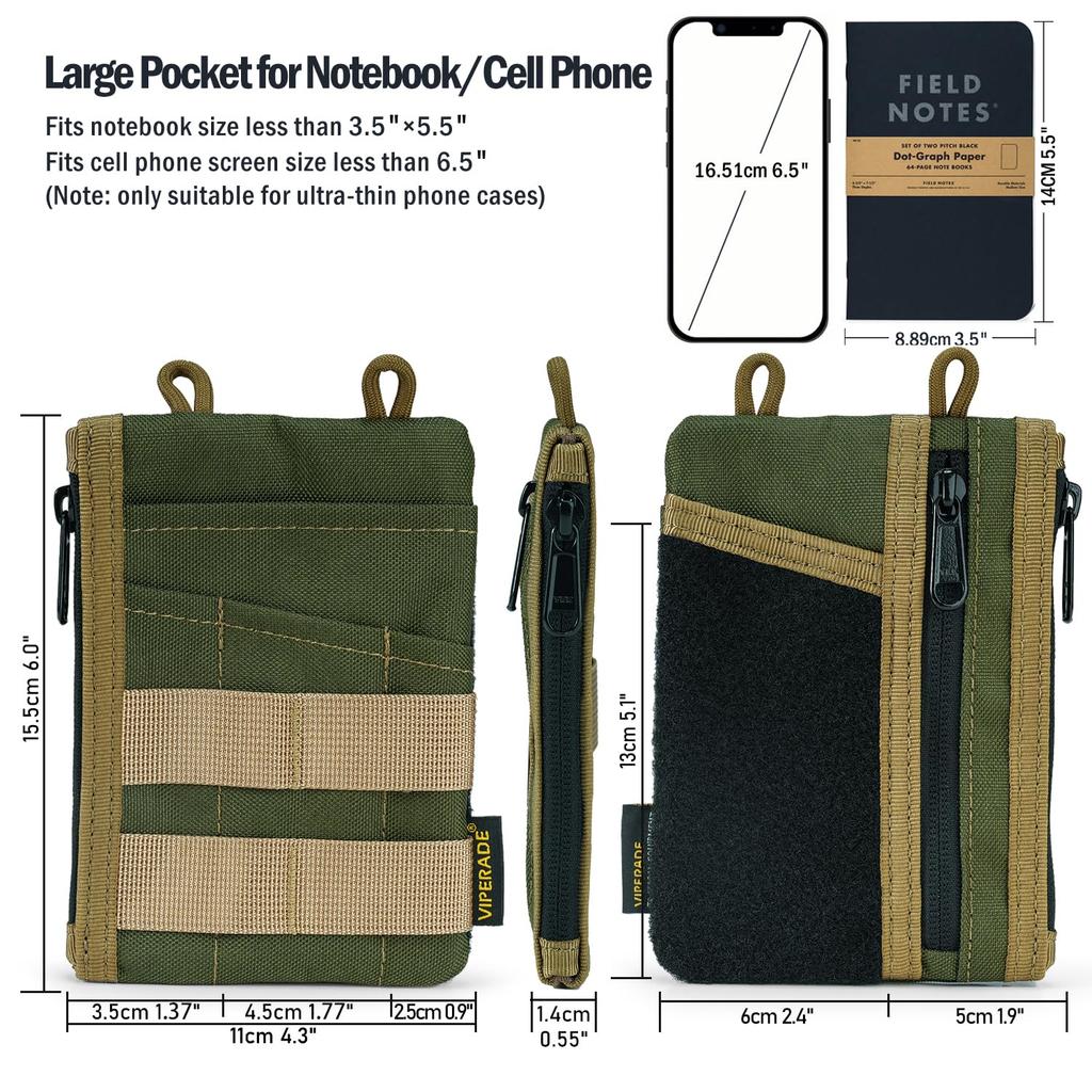 VIPERADE VE16 Pocket EDC Pouch for 7 Pocket EDC Pocket Organizer Velcro Pouch for Everyday Multi Tool Pocket Pouch Wallet for EDC Pocket Pouch for Men