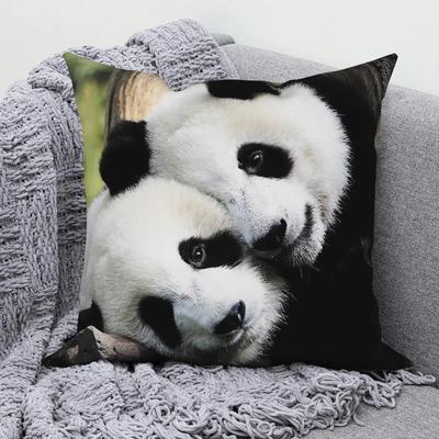 Quadratisches Kissen Niedlicher Riesenpanda Tiermuster Kissenbezug Heim Wohnzimmer Sofa Schlafzimmer Dekoration