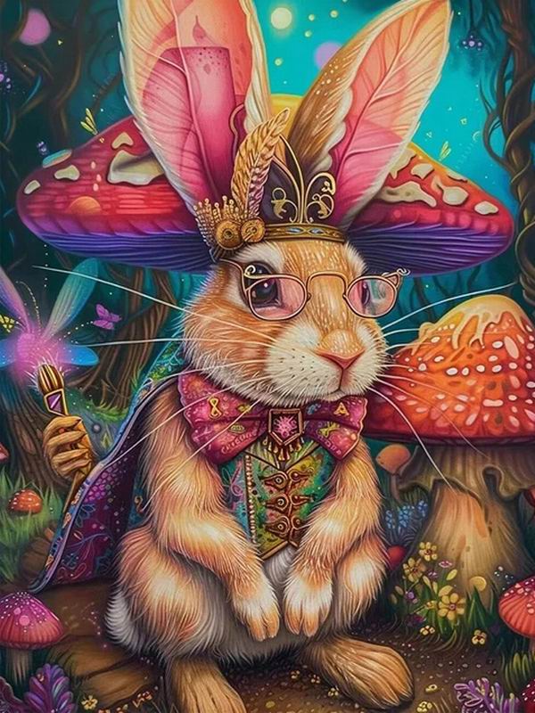 Rabbit Elf Diamond Painting New 2024 Animal Mushrooms Diy Full Square Round Drill Rhinestone Embroidery Mosaic Cross Stitch Kits Wall Decor