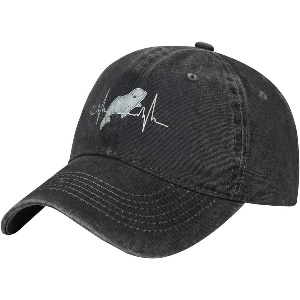 Beluga Whale Heartbeat Baseball Cap Distressed Cotton Adjustable Golf Hat For Unisex