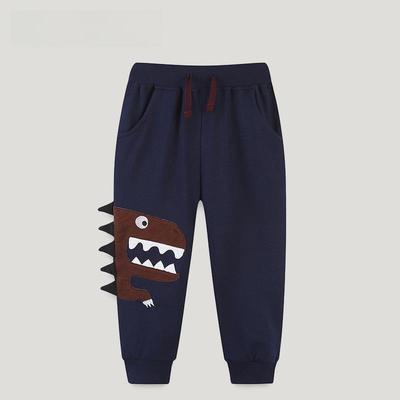 Autumn Dinosaur Embroidered Cotton Sweatpants for Boys - European & American Style