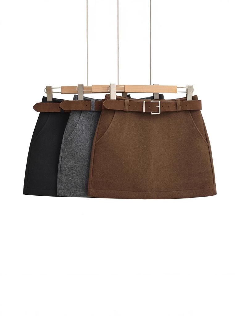 Gonna in lana retrò coreana da donna Autunno/Inverno 2025: Versatile Minigonna Aderente con Vita Petite