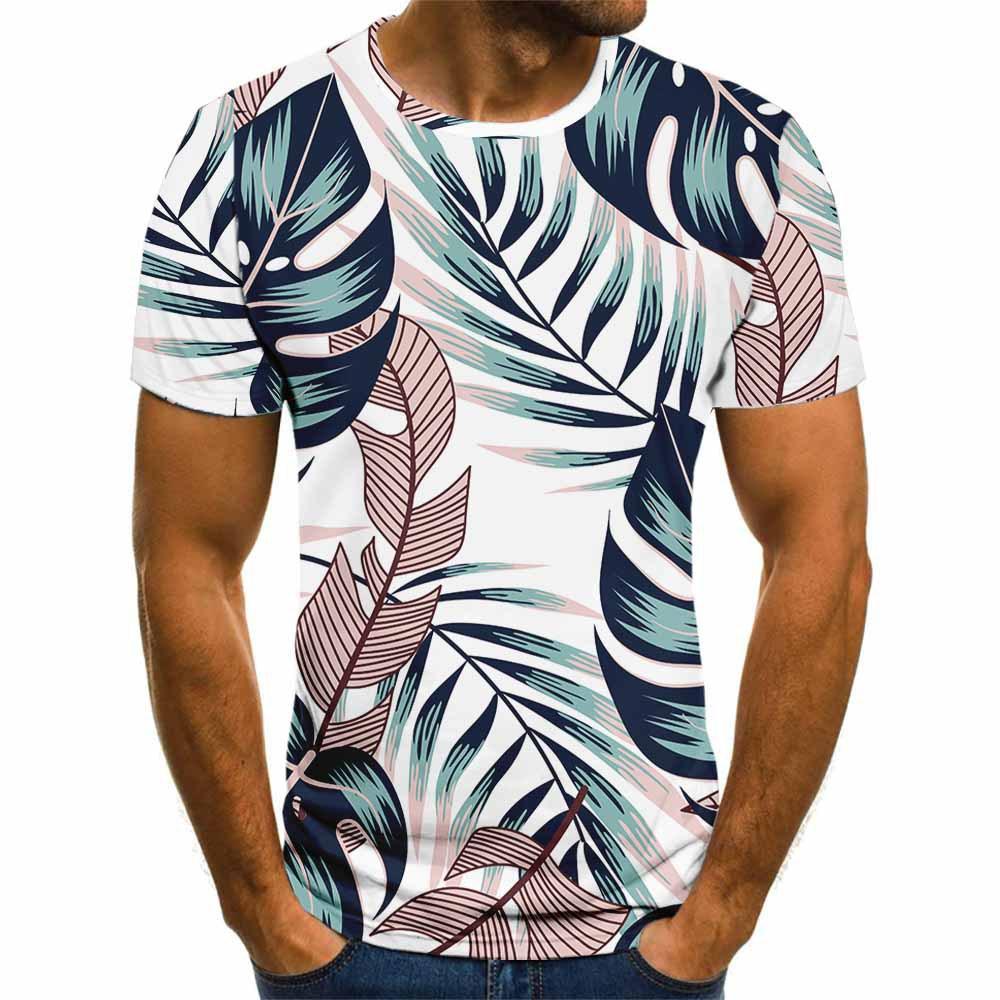 

Новая мужская 3D цифровая футболка Мужская футболка с круглым вырезом и принтом в виде растений S