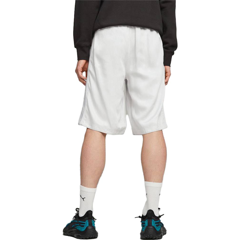 Puma Solid Color Belted Straight-Leg Multi-Pocket Casual Shorts Unisex Bottoms White 538806-76